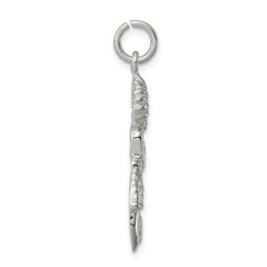 Sterling Silver 925 Cheerleader Charm with Polished Anti-Tarnish Finish