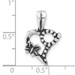 Sophia Jewelers Sterling Silver 925 Heart Charm with Antiqued Finish