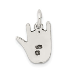 Sterling Silver 925 Sign Language Charm with Antiqued Polished Finish