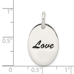 Sterling Silver 925 Love Pendant with Polished Enamel Finish
