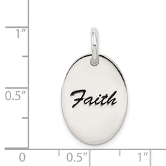 Sterling Silver 925 Faith Pendant with Polished Enamel Finish