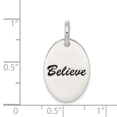 Sterling Silver 925 Believe Pendant with Polished Enamel Finish