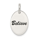 Sterling Silver Polished Enamel Believe Pendant