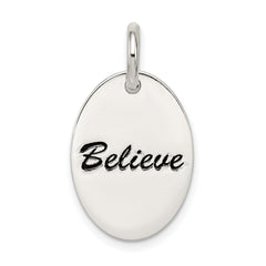 Sterling Silver Polished Enamel Believe Pendant