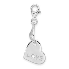 Sterling Silver 925 Heart Charm with Polished Finish for Women