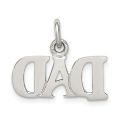 Sterling Silver Rhodium-Plated Dad Charm for Men Polished Finish