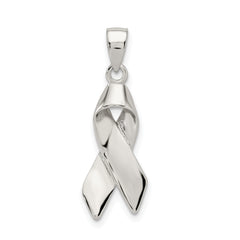 Sophia Jewelers Sterling Silver Rhodium-Plated Cancer Ribbon Charm Polished Finish
