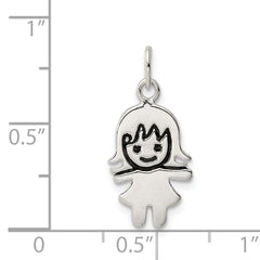 925 Sterling Silver Enameled Girl Charm with Polished Anti-Tarnish Finish