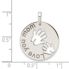 Sterling Silver 925 Love You Mom Polished Pendant with Anti-Tarnish Finish