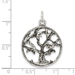 925 Sterling Silver Tree Charm with Polished Finish Vintage Inspired