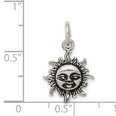 Sterling Silver 925 Antiqued Sun Charm Vintage Inspired Pendant