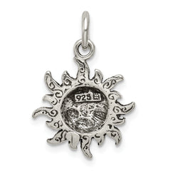 Antiqued 925 Sterling Silver Men's Sun Charm Pendant Vintage Style