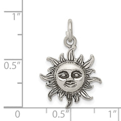 Antiqued 925 Sterling Silver Men's Sun Charm Pendant Vintage Style
