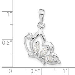 Sophia Jewelers 925 Sterling Silver CZ Butterfly Pendant Polished Elegance