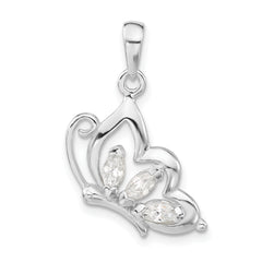 Sterling Silver CZ Butterfly Pendant