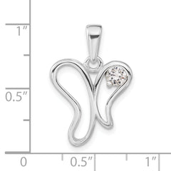 Sterling Silver CZ Butterfly Pendant with Polished Elegant Finish for Women