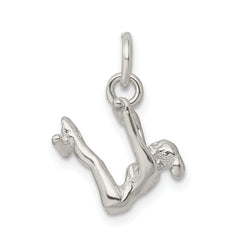 Sterling Silver 925 Gymnast Charm with Polished 3D Design