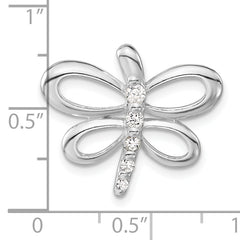Sterling Silver CZ Dragonfly Pendant with Polished Finish for Women