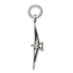 Sterling Silver 925 Men's Antiqued 3D Airplane Charm