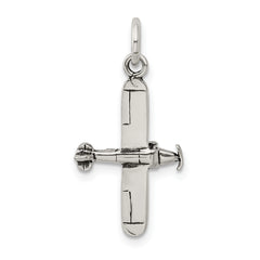 Sterling Silver 925 Men's Antiqued 3D Airplane Charm