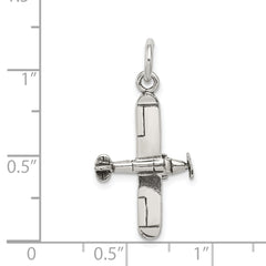 Sterling Silver 925 Men's Antiqued 3D Airplane Charm