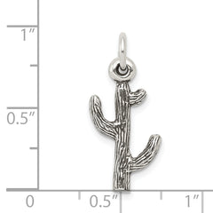 Sterling Silver 3D Cactus Charm for Men with Antiqued Finish
