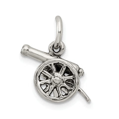 Sterling Silver 925 3D Antiqued Cannon Charm by Sophia Jewelers