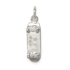 Sterling Silver 925 Skateboard Charm with Polished Anti-Tarnish Finish