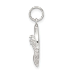 Sophia Jewelers Sterling Silver CZ Claddagh Pendant with Rhodium Polish