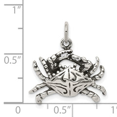 Antiqued Sterling Silver 925 Crab Charm for Men by Sophia Jewelers