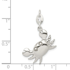 Sterling Silver 925 Crab Charm with Polished Anti-Tarnish Finish