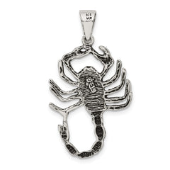 Sterling Silver 925 Men's Antiqued Scorpion Charm Pendant