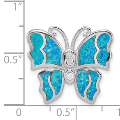 Sterling Silver Opal Butterfly Pendant Elegant Lab-Created Charm by Sophia Jewelers