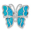Butterfly Pendant in Sterling Silver with Lab-Created Opal Inlay, 20mm - Sophia Jewelers