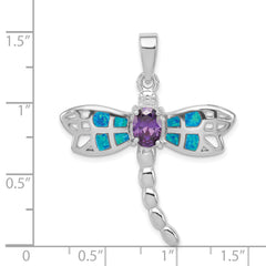 Sterling Silver Dragonfly Pendant with Amethyst & Opal Elegance