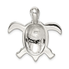 Sterling Silver Opal Turtle Pendant with Rhodium-Plated Finish