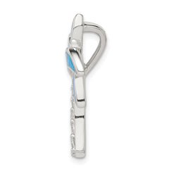 Sterling Silver 925 Palm Tree Pendant with CZ & Opal Inlay