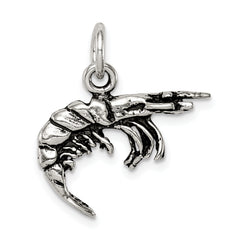 Sterling Silver 925 Antiqued 3D Shrimp Charm Pendant by Sophia Jewelers