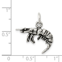 Sterling Silver 925 Antiqued 3D Shrimp Charm Pendant by Sophia Jewelers