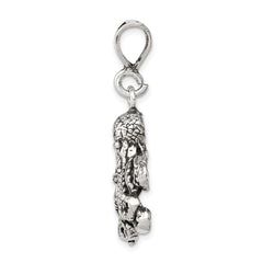 Sterling Silver 925 Men's Antiqued Octopus Charm Classic Design