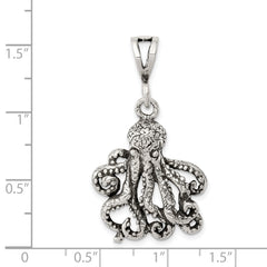 Sterling Silver 925 Men's Antiqued Octopus Charm Classic Design