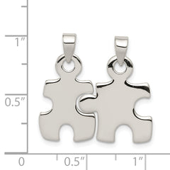 Sterling Silver 925 Men's Polished Puzzle Pendant with Anti-Tarnish Coating
