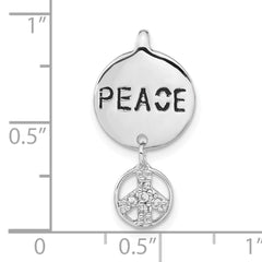 Sterling Silver CZ Peace Pendant with Polished Antiqued Finish