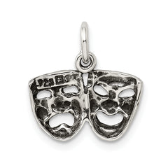 Sterling Silver 925 Antiqued Comedy Tragedy Face Charms Vintage Style