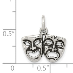 Sterling Silver 925 Antiqued Comedy Tragedy Face Charms Vintage Style