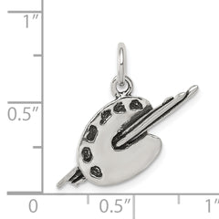 Sterling Silver Artist Palette Charm with Antiqued Finish Vintage Style