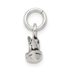 Sterling Silver 925 Polished Boat Charm with 3D Antiqued Design