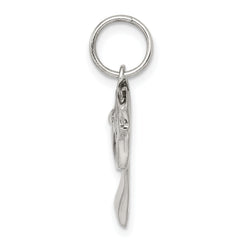 Sterling Silver 925 Graduation Cap Charm with Rhodium Black Enamel Finish