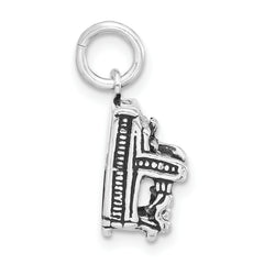 Sterling Silver 3D Antique Piano Charm Unisex Pendant by Sophia Jewelers