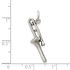 Sophia Jewelers Sterling Silver Trombone Charm with Antiqued 3D Design